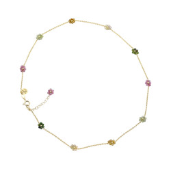 Collier Fleurs en Tourmaline – Argent 925 Plaqué Or - Instinct-AD