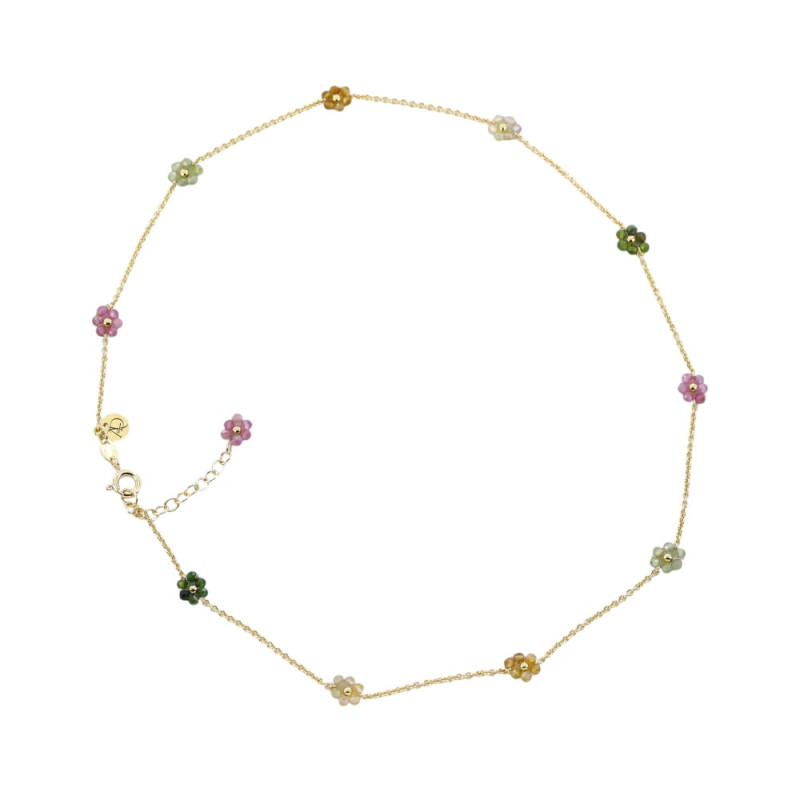 Collier Fleurs en Tourmaline – Argent 925 Plaqué Or - Instinct-AD