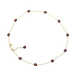 Collier Fleurs en Grenat – Argent 925 Plaqué Or -Instinct-AD