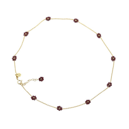 Collier Fleurs en Grenat – Argent 925 Plaqué Or -Instinct-AD