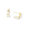 Mini créoles fleurs en perles blanches 1 cm – Argent 925 plaqué or