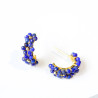 Mini créoles fleurs en lapis-lazuli 1 cm – Argent 925 plaqué or