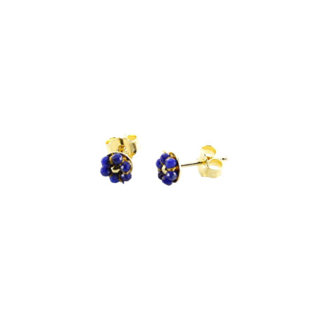 Boucles d'oreilles puce fleur en Tourmaline - Argent 925 plaqué or