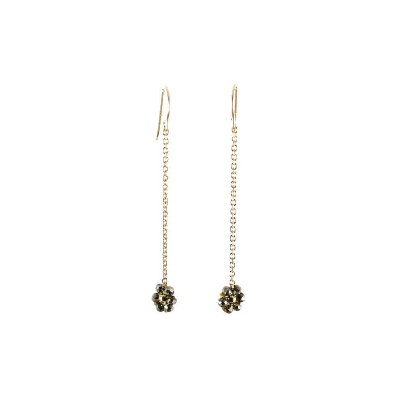 Boucles d’oreilles en pyrite – Argent 925 plaqué or - Collection Fleurette