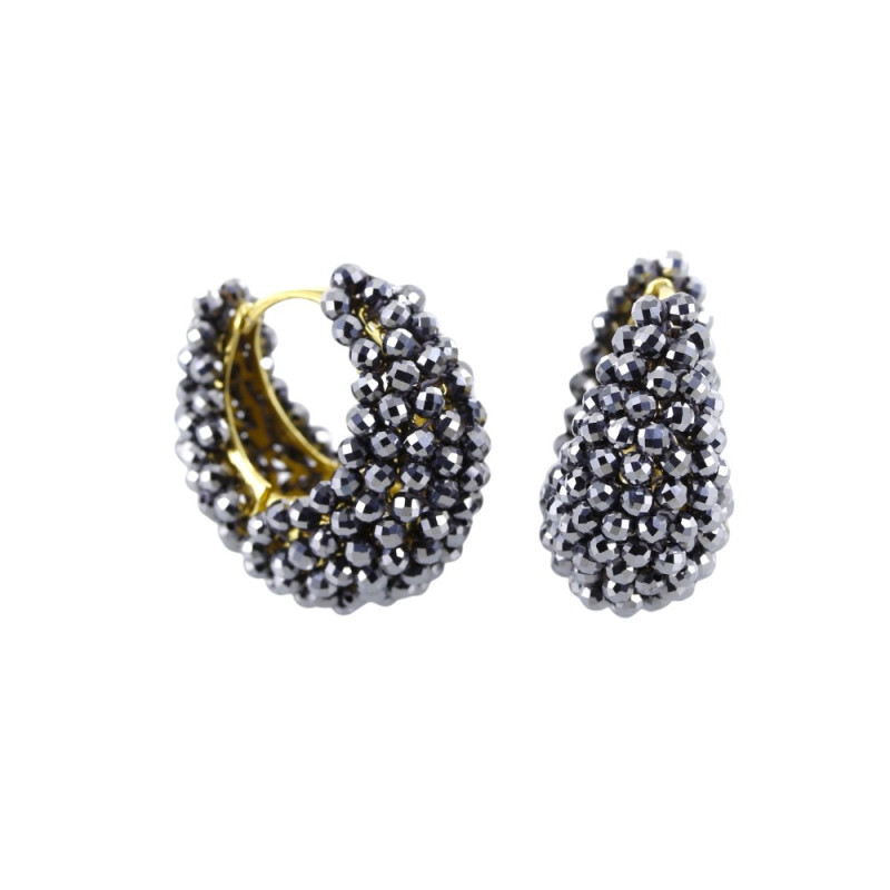 Créoles à mille pierres en pyrite 2 cm – Argent 925 plaqué or