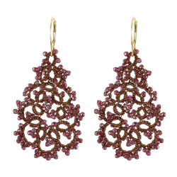 Boucles d’oreilles dentelle en frivolité – Haute joaillerie textile