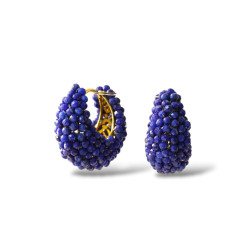 Créoles à mille pierres en lapis-lazuli 2 cm – Argent 925 plaqué or