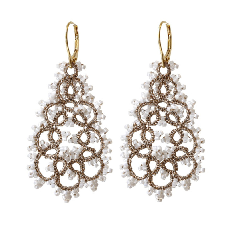 Boucles d'oreilles mariage en dentelle - Haute joaillerie textile