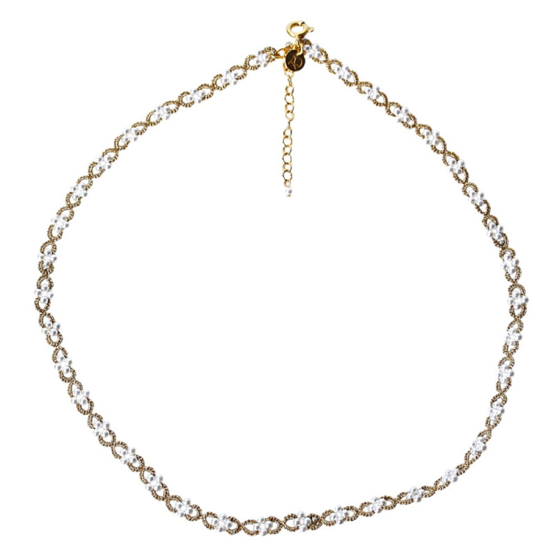 Collier dentelle perles mariage - Collection étincelles de bonheur