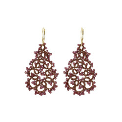 Boucles d’oreilles dentelle en frivolité – Haute joaillerie textile