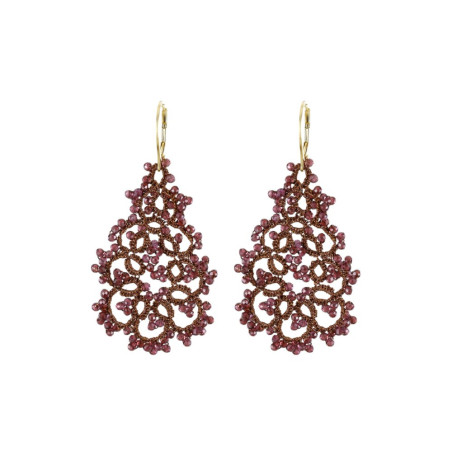 Boucles d’oreilles dentelle en frivolité – Haute joaillerie textile