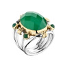 Bague imposante en argent 925 et quartz vert – Signée Canyon