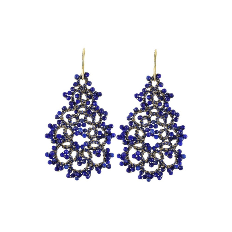 Boucles d’oreilles dentelle de frivolité -  Haute joaillerie textile