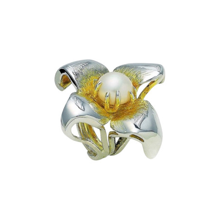 Bague Fleur en Argent 925 Perle Baroque – Signée BRUNO DA ROCHA