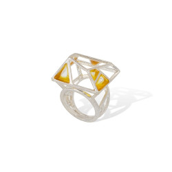 Bague Art Déco géométrique en argent 925 et émail – BRUNO DA ROCHA
