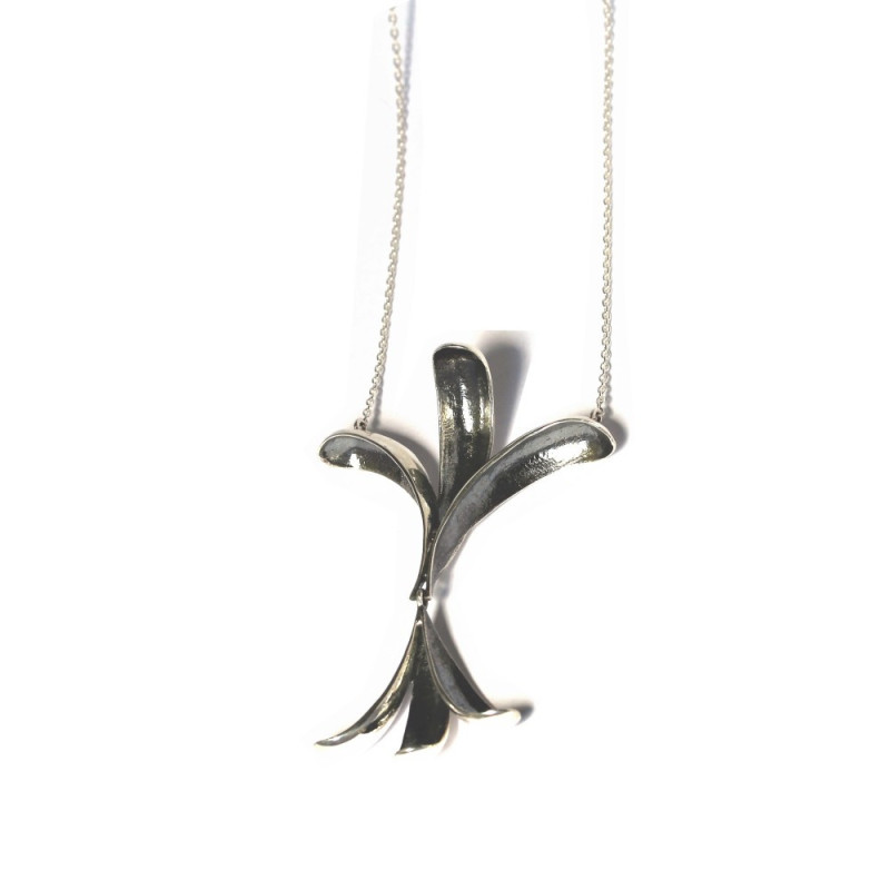 Collier sautoir argent 925 à motifs inversés – Bijou contemporain