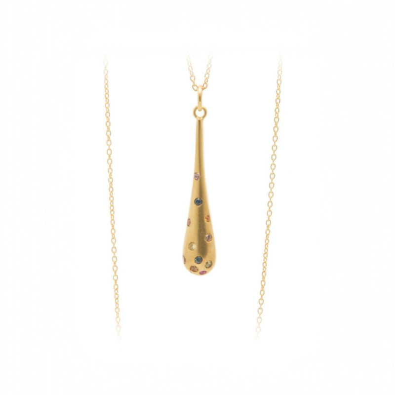 Collier goutte plaqué or & saphirs – Argent 925 | BRUNO DA ROCHA