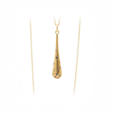 Collier goutte plaqué or & saphirs – Argent 925 | BRUNO DA ROCHA