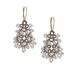 Boucles d’oreilles dentelle- Perles blanches- Bijoux artisanaux France