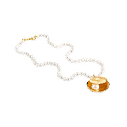 Collier perles de culture - pendentif coquille argent 925 plaqué or