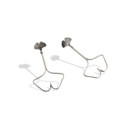 Boucles d’oreilles feuilles de Ginkgo - Argent 925 - signé BRUNO DA ROCHA
