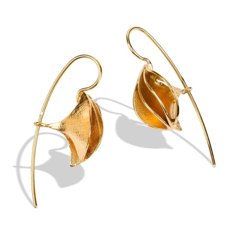 Boucles d’oreilles demi pendantes corolle en argent 925 plaqué or – Bruno Da Rocha