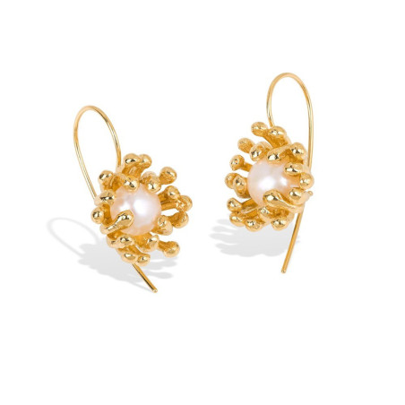 Boucles d’oreilles fleur en vermeil et perle baroque – Bruno Da Rocha