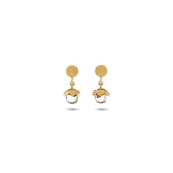 Boucles d’oreilles pendantes cristal de roche en argent plaqué or – Bruno Da Rocha