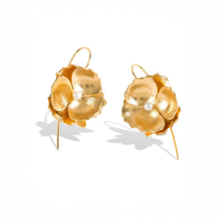 Boucles d’oreilles fleur argent 925 plaqué or et perle baroque – BRUNO DA ROCHA
