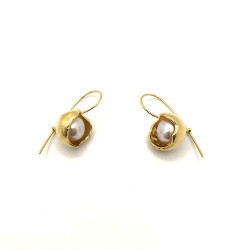 Boucles d’oreilles calice argent 925 plaqué or perle baroque – Bruno Da Rocha