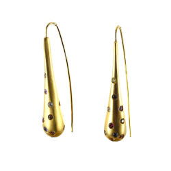 Boucles d’oreilles larmes argent 925 plaqué or & saphirs – Bruno Da Rocha