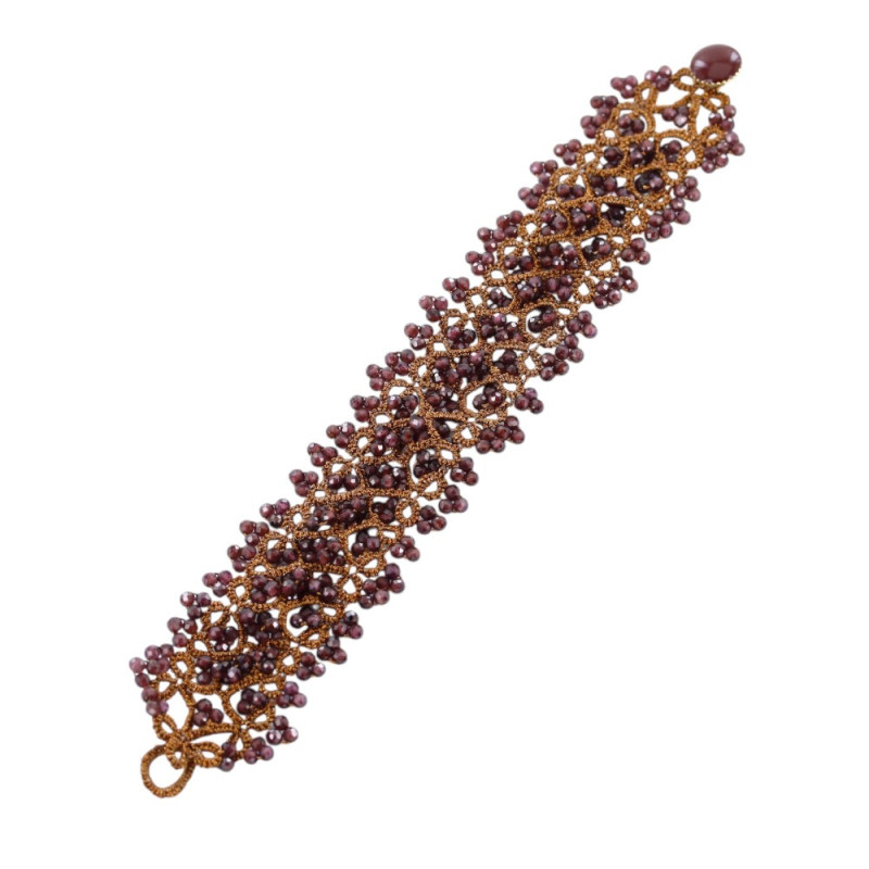 Bracelet dentelle haute joaillerie textile - Bijou artisanal fait main