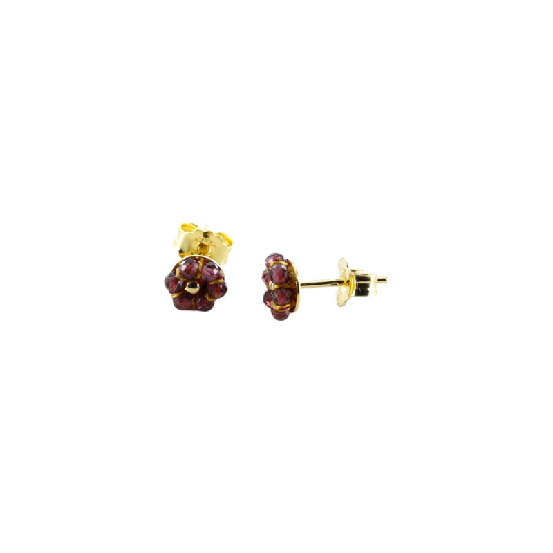 Boucles d'Oreilles BO PUCES FLEURETTE Grenat