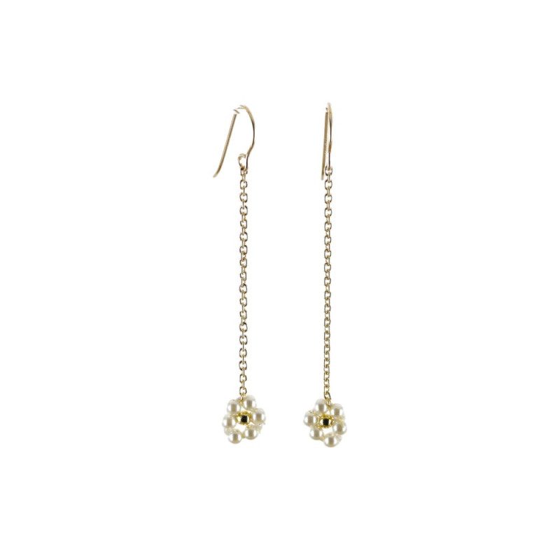 Boucles d'Oreilles FLEURETTE CHAÎNE Perles