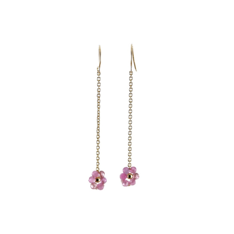 Boucles d'Oreilles FLEURETTE CHAÎNE Tourmaline