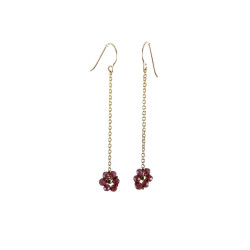 Boucles d'Oreilles FLEURETTE CHAÎNE Grenat