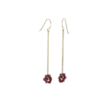 Boucles d'Oreilles FLEURETTE CHAÎNE Grenat