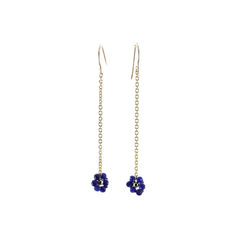 Boucles d'Oreilles FLEURETTE CHAÎNE Lapis-lazuli