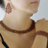 Bracelet Madeline en grenat fait main – Dentelle de frivolité