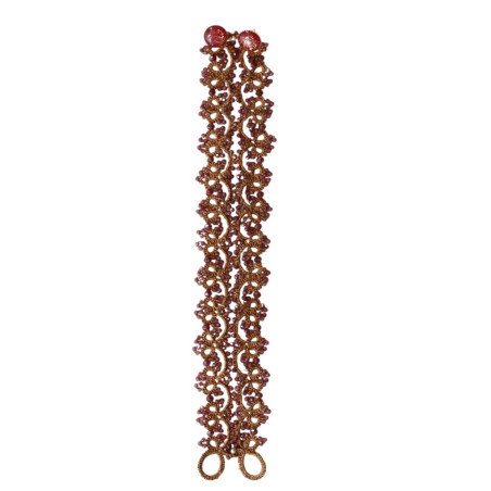 Bracelet Madeline en grenat fait main – Dentelle de frivolité