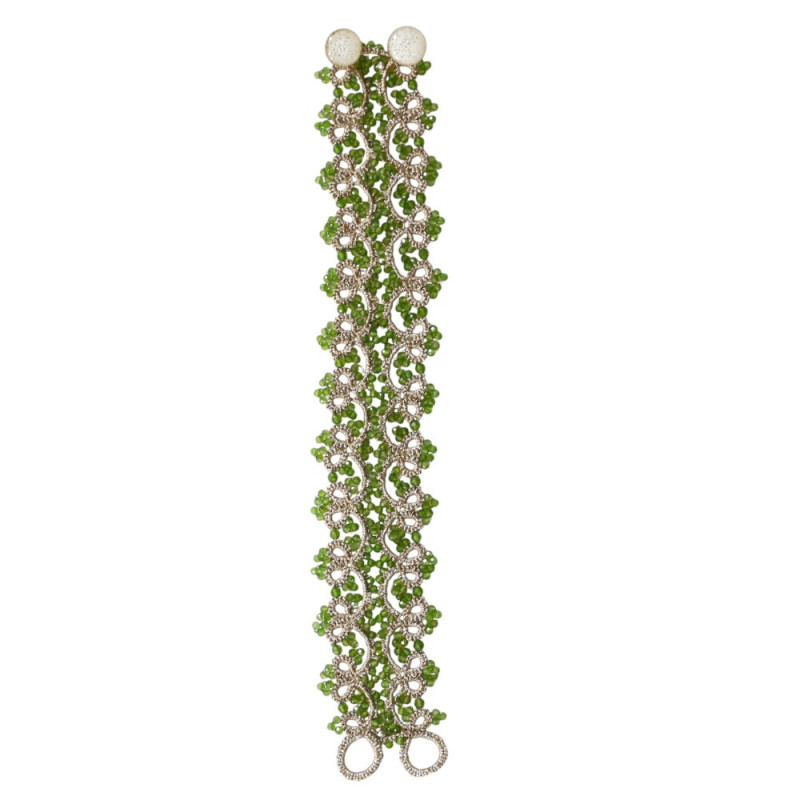 Bracelet Madeline en diopside fait main – Dentelle de frivolité