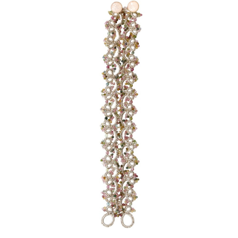 Bracelet Madeline en grenat fait main – Dentelle de frivolité