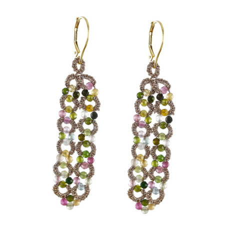 Pendantes d’oreilles en dentelle – Frivolité artisanale française