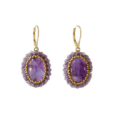 Boucles d'oreilles en Améthyste - Pendantes fait main - Instinct-AD