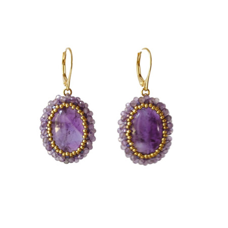 Boucles d'oreilles en Améthyste - Pendantes fait main - Instinct-AD
