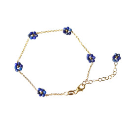Bracelet argent 925  -plaqué or - lapis-lazuli - Instinct-ad