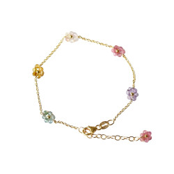 Bracelet Fleurette - argent 925 - plaqué or - pierres de tourmaline