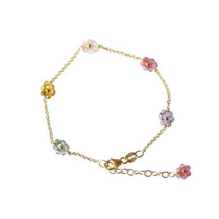 Bracelet Fleurette - argent 925 - plaqué or - pierres de tourmaline